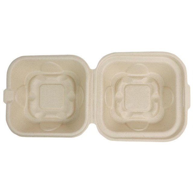 6x6x3" Compostable Fiber Burger Clamshell — PFAS-Free, Certified Compostable - Image 5