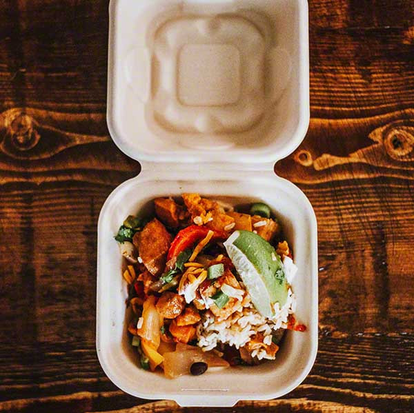 6x6x3" Compostable Fiber Burger Clamshell — PFAS-Free, Certified Compostable - Image 3