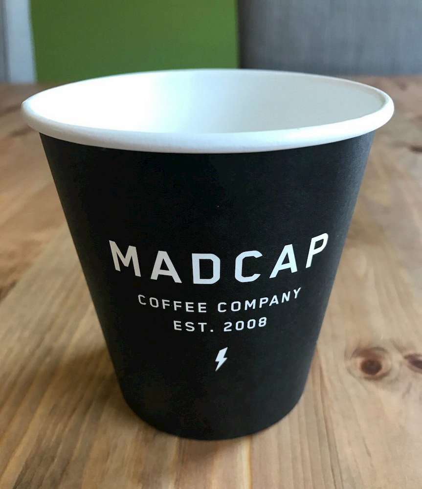 Pla-lined 10 oz compostable hot cup with food serving example