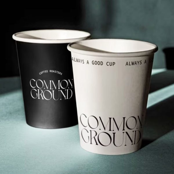 Pla-lined 10 oz compostable hot cup, PFAS-free, single product shot