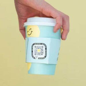 Pla-lined 12 oz compostable hot cup, PFAS-free, single product shot