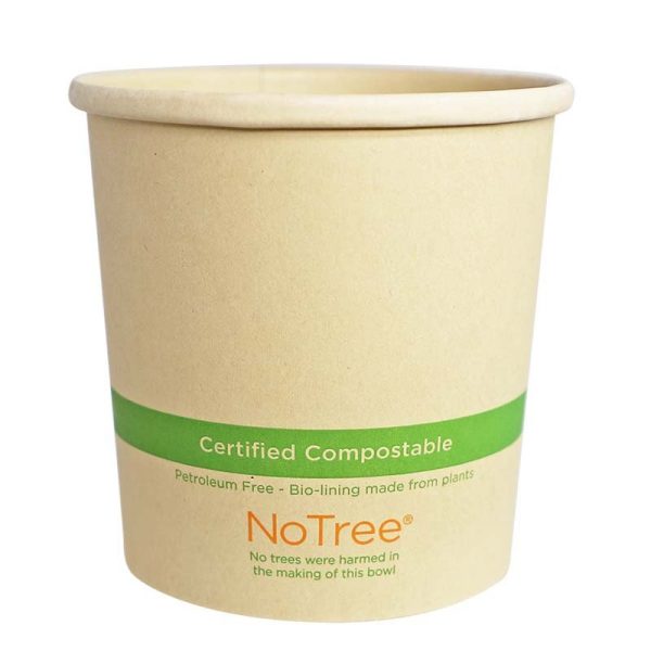 Compostable 16 oz Tall World Centric NoTree Paper Bowls for Foodservice & Catering