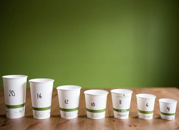 Compostable 16 oz World Centric White Paper Hot Cups for Coffee Shops & Beverage Service