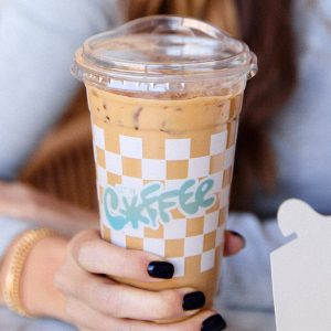 20 oz compostable cold cup with food serving example