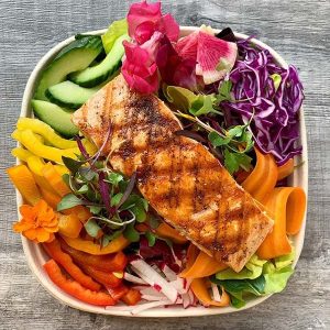 Compostable 24 oz World Centric Fiber Square Bowls for Salads, Burritos & Hot Bowls