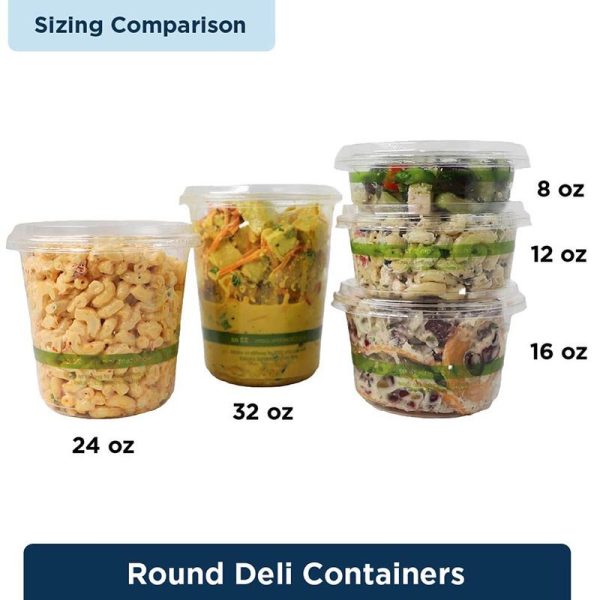 Compostable 32 oz World Centric PLA Clear Round Deli Containers for Foodservice & Catering