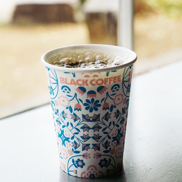 Pla-lined 4 oz compostable hot cup, PFAS-free, single product shot