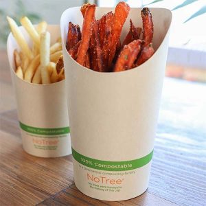 Pla-lined 7.5 oz compostable food container, PFAS-free, single product shot