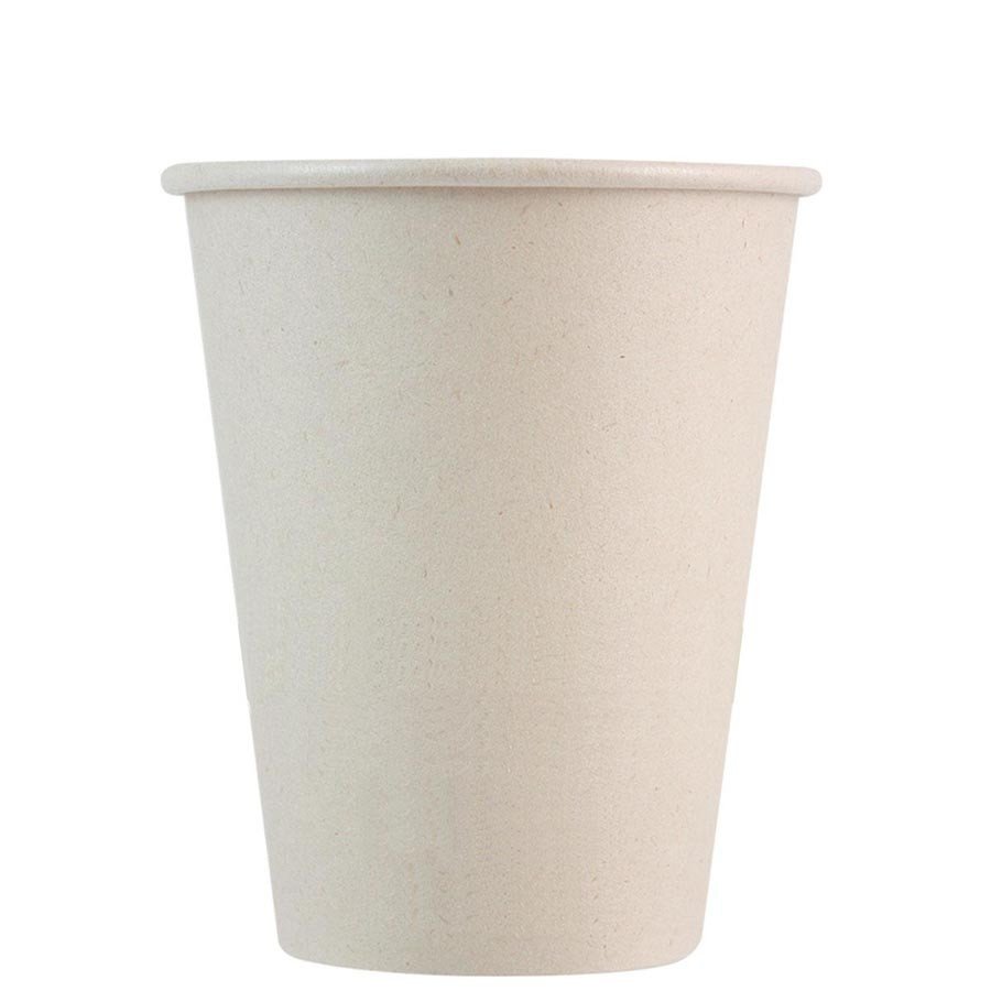 Pla-lined 8 oz compostable hot cup, PFAS-free, single product shot