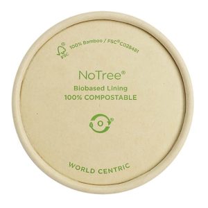 4 oz compostable coffee cup lid, PFAS-free, single product shot