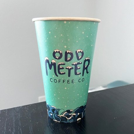 Pla-lined 16 oz compostable cold cup with matching lid