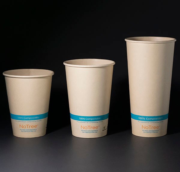 Pla-lined 22 oz compostable cold cup with matching lid