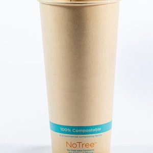 Pla-lined 22 oz compostable cold cup, PFAS-free, single product shot