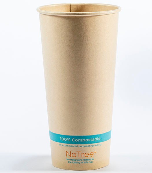 Pla-lined 22 oz compostable cold cup, PFAS-free, single product shot