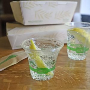 5 oz compostable cold cup with food serving example