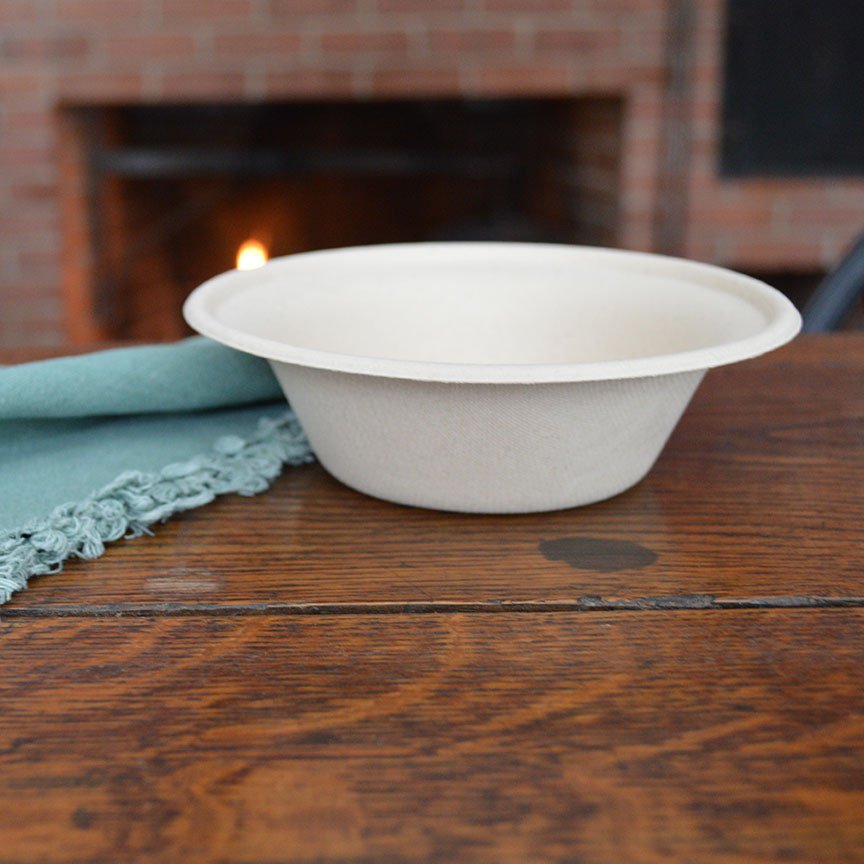 11.5 oz compostable fiber bowl with matching lid