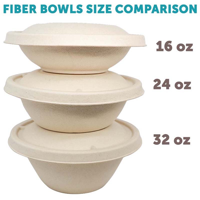 16 oz compostable fiber bowl in foodservice setting