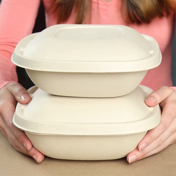 32 oz compostable fiber bowl, PFAS-free, single product shot