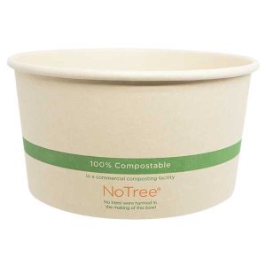 Pla-lined 32 oz compostable fiber bowl, PFAS-free, single product shot