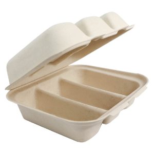 Compostable Fiber Clamshell Containers, Hot Food Safe to 220°F - image 2