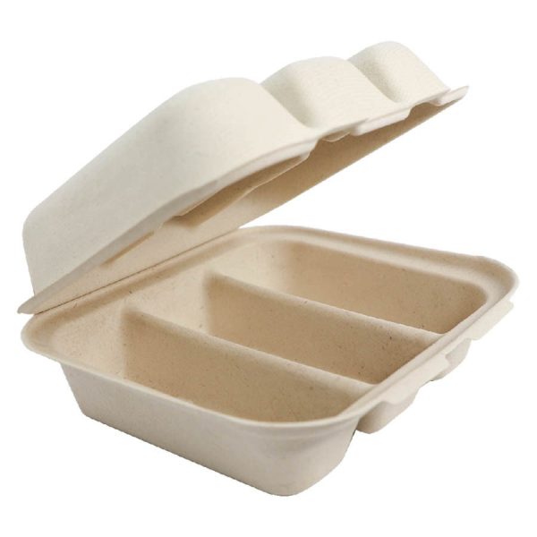 Compostable Fiber Clamshell Containers, Hot Food Safe to 220°F - image 2