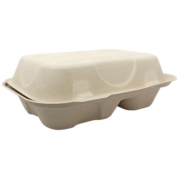 Compostable Fiber Clamshell Containers | 2-Compartment Layout | Home Compostable Plant Fiber - image 2