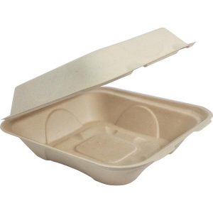 Compostable Fiber Clamshell Containers | 1-Compartment Layout | Hot Food Safe to 200°F - image 1