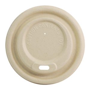 20 oz compostable fiber lid, PFAS-free, single product shot