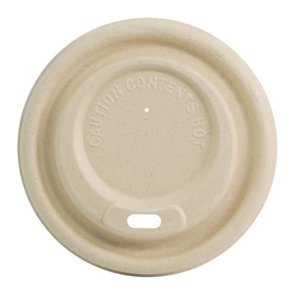 20 oz compostable fiber lid, PFAS-free, single product shot