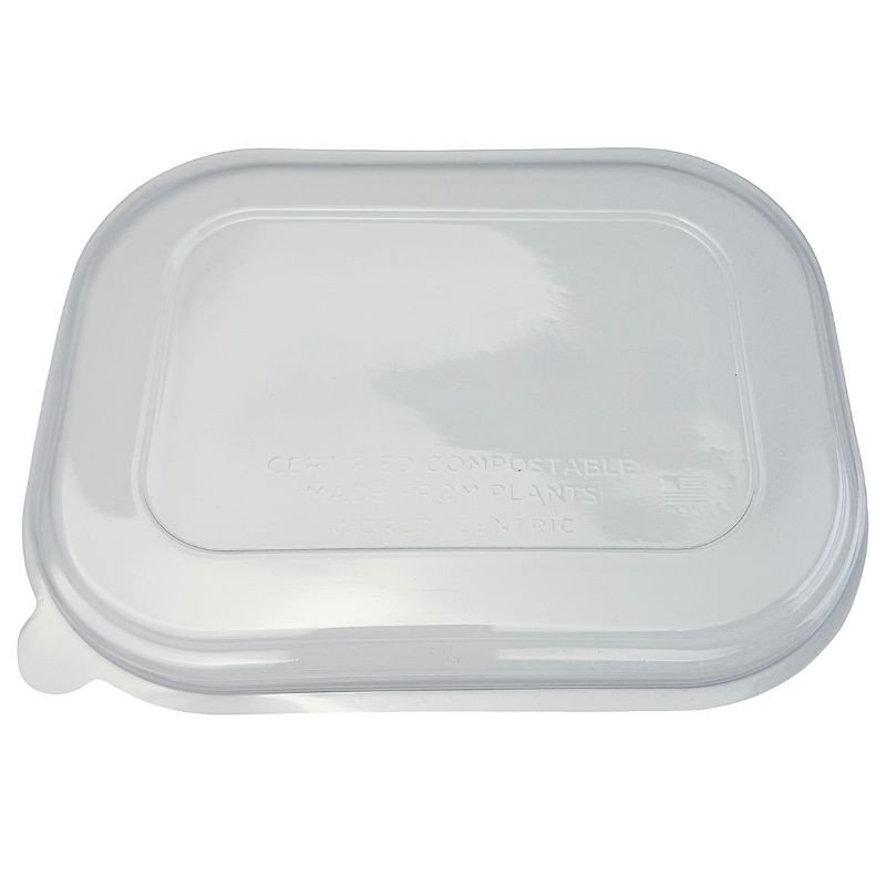 Compostable fiber lunch tray with food serving example