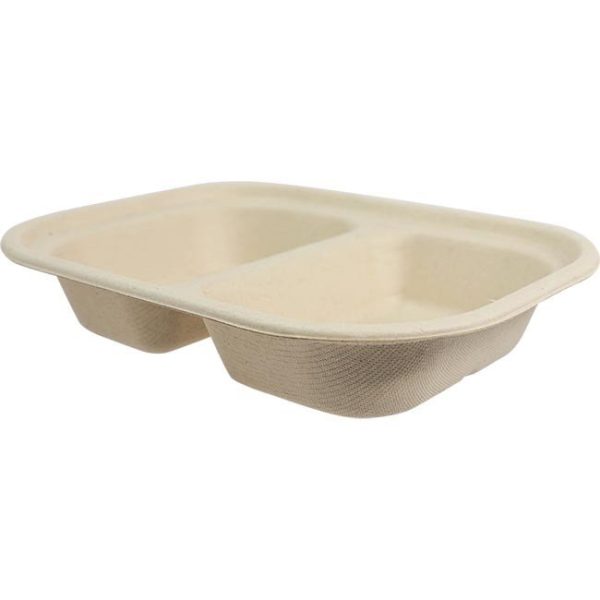 14 oz compostable fiber lunch tray, PFAS-free, single product shot