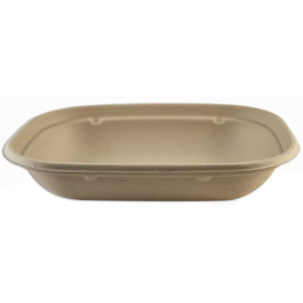 Pla-lined 20 oz compostable fiber lunch tray, PFAS-free, single product shot
