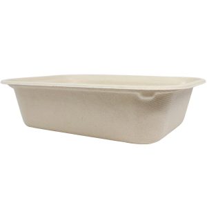 60 oz compostable fiber lunch tray, PFAS-free, single product shot