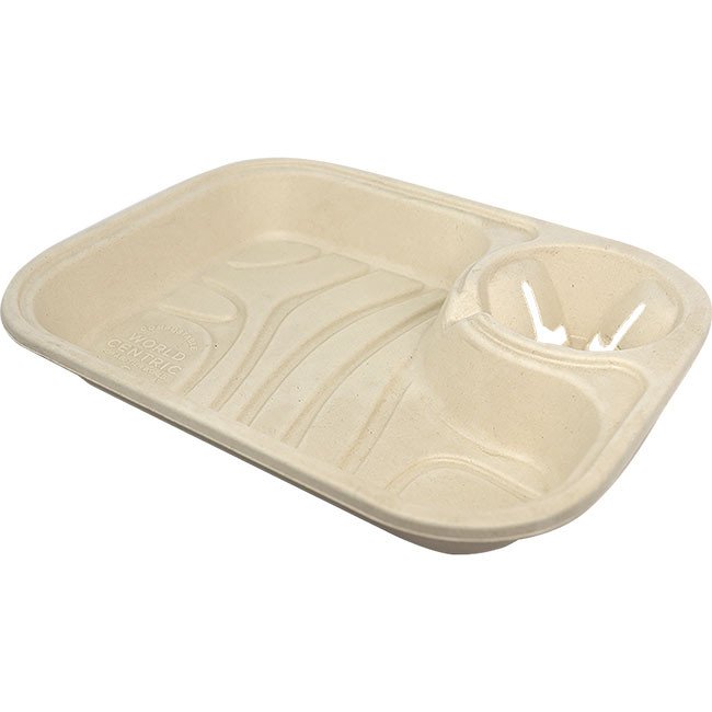 Compostable Fiber Lunch Trays, Hot Food Safe to 200°F - image 2