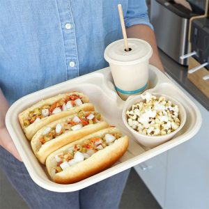 Compostable Fiber Lunch Trays, Hot Food Safe to 200°F - image 1