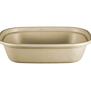 Pla-lined 30 oz compostable fiber to-go box, PFAS-free, single product shot
