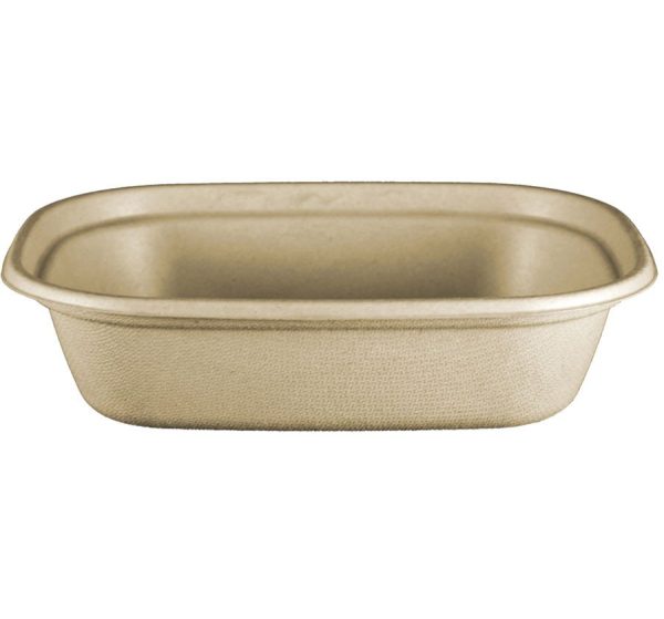 Pla-lined 30 oz compostable fiber to-go box, PFAS-free, single product shot