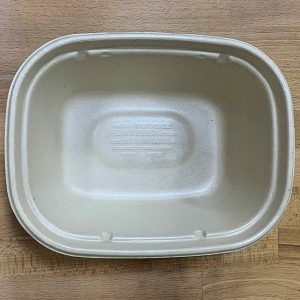 Pla-lined 44 oz compostable fiber to-go box, PFAS-free, single product shot
