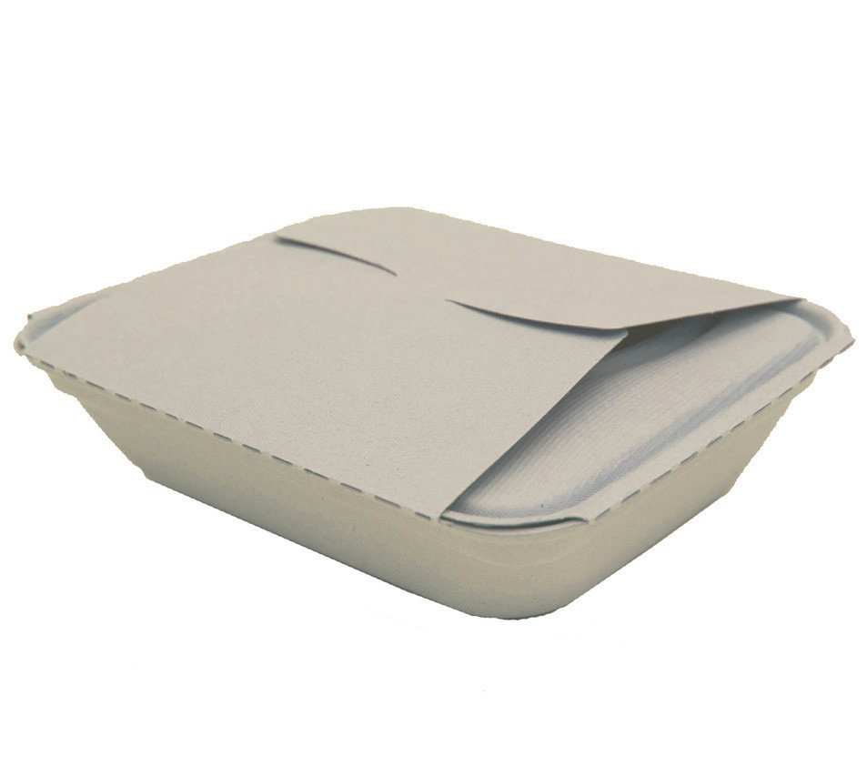 48 oz compostable fiber to-go box alternate angle product view