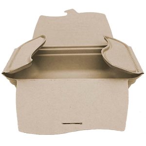 48 oz compostable fiber to-go box, PFAS-free, single product shot