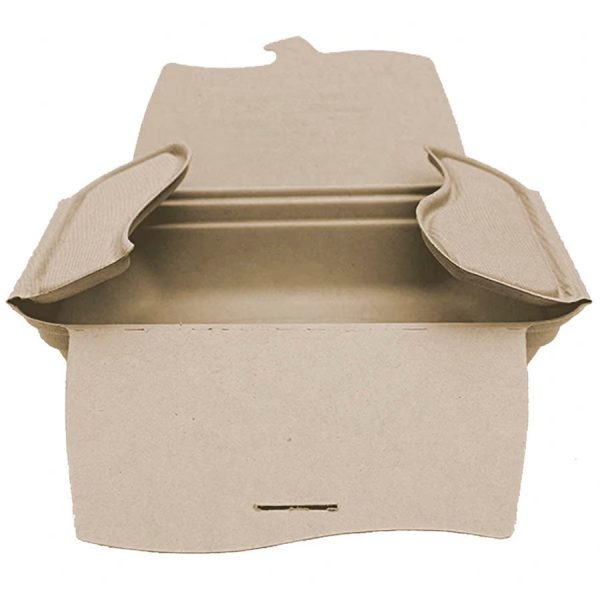 48 oz compostable fiber to-go box, PFAS-free, single product shot