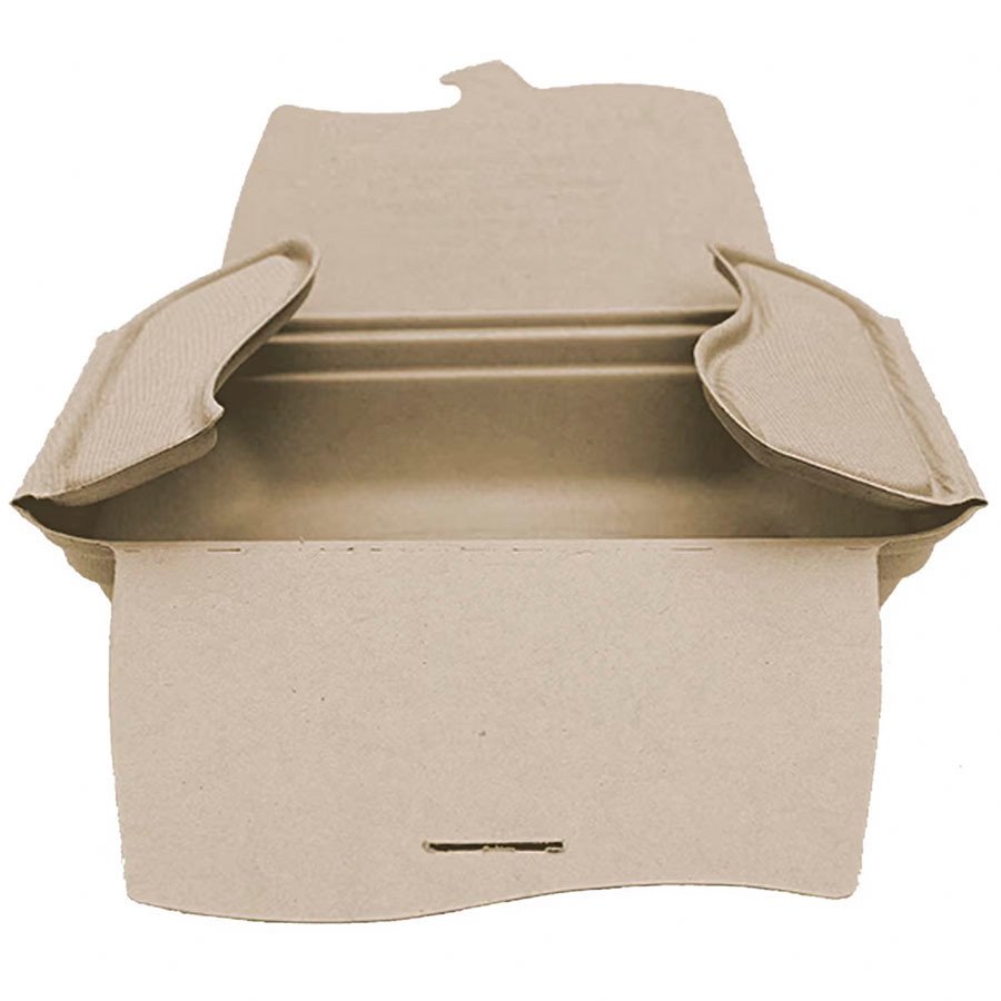 48 oz compostable fiber to-go box, PFAS-free, single product shot