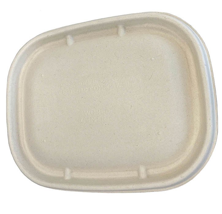 Compostable fiber to-go box with food serving example