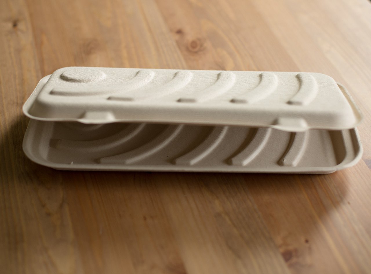 Compostable fiber to-go box alternate top-down view