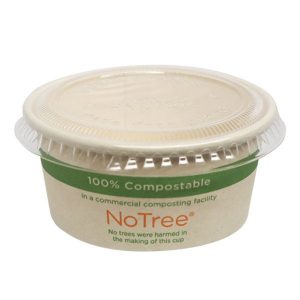 Pla-lined 2 oz compostable food container, PFAS-free, single product shot