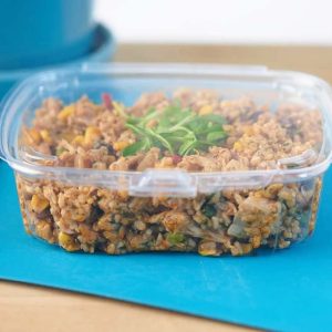 24 oz compostable food container, PFAS-free, single product shot