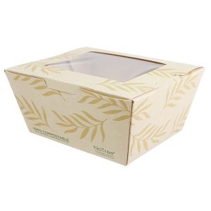 Pla-lined 26 oz compostable food container, PFAS-free, single product shot