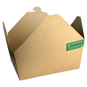 Pla-lined 29 oz compostable food container, PFAS-free, single product shot