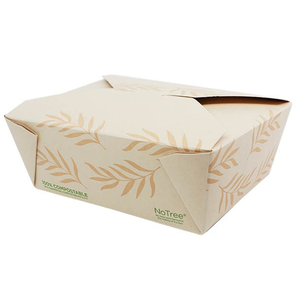 Pla-lined 46 oz compostable food container, PFAS-free, single product shot