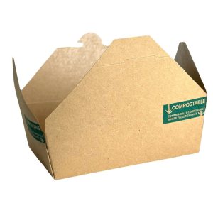 Pla-lined 56 oz compostable food container, PFAS-free, single product shot